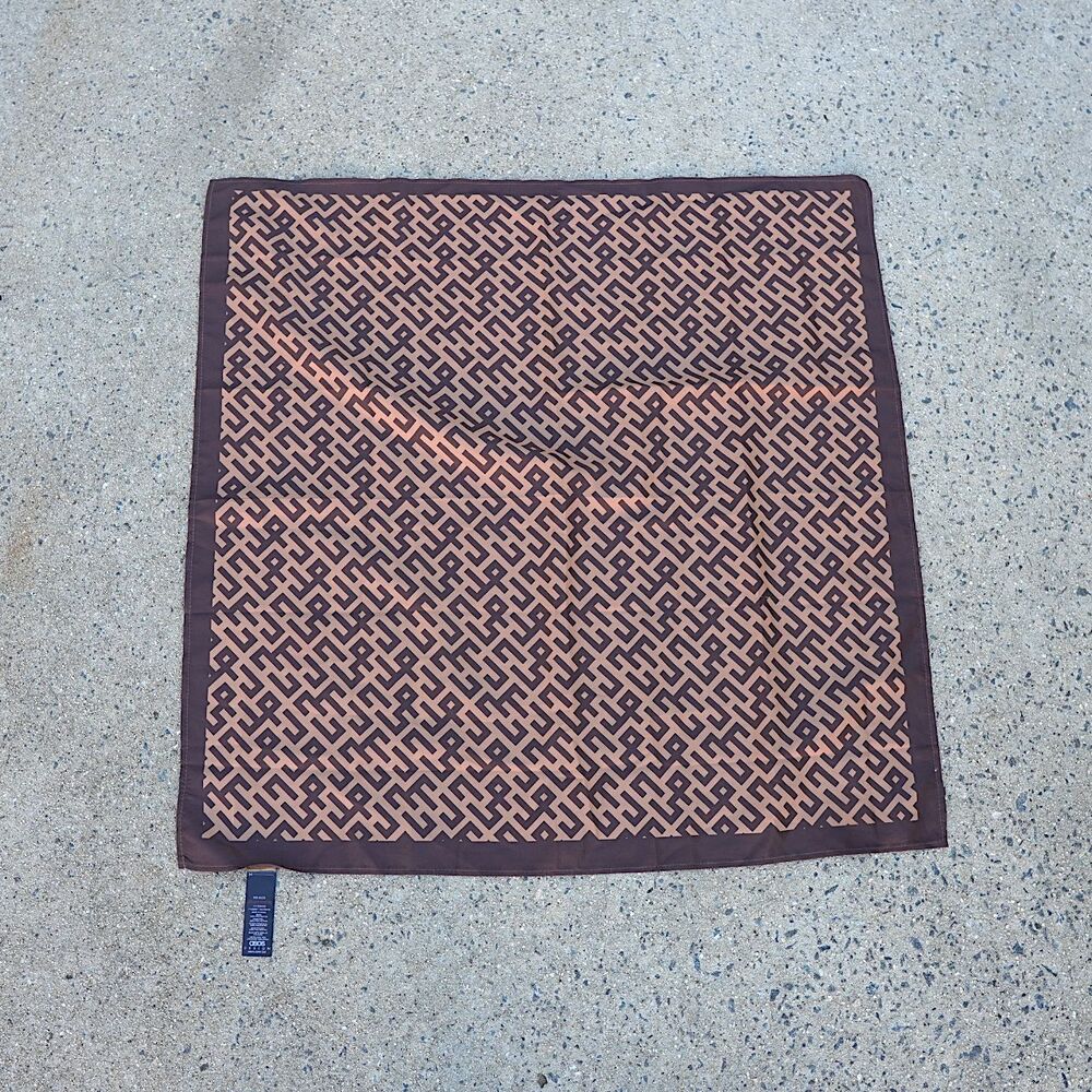ASOS Brown Tan Geometric Maze Print Square Scarf 27.5 Polyester Hair Bandana